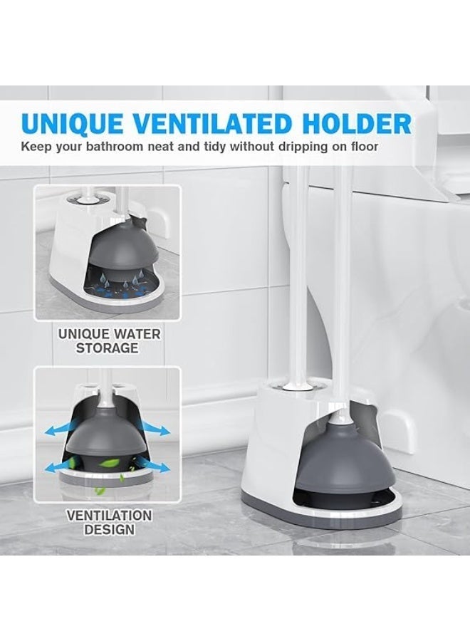 1PSC Toilet Plunger and Brush, Silicone Bowl Brush and Heavy Duty Toilet Plunger Set with Ventilated Holder, 2-in-1 Toilet Brush and Plunger Combo for Bathroom Cleaning - Image 5